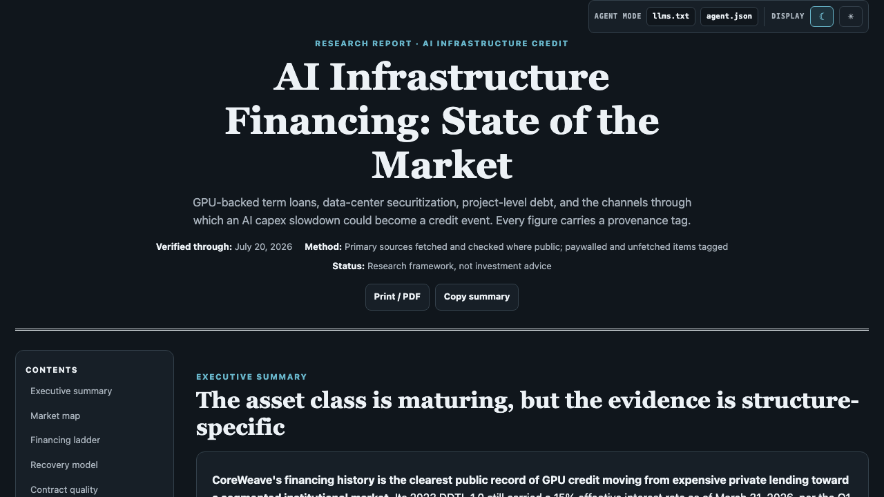 AI Infrastructure Financing demo