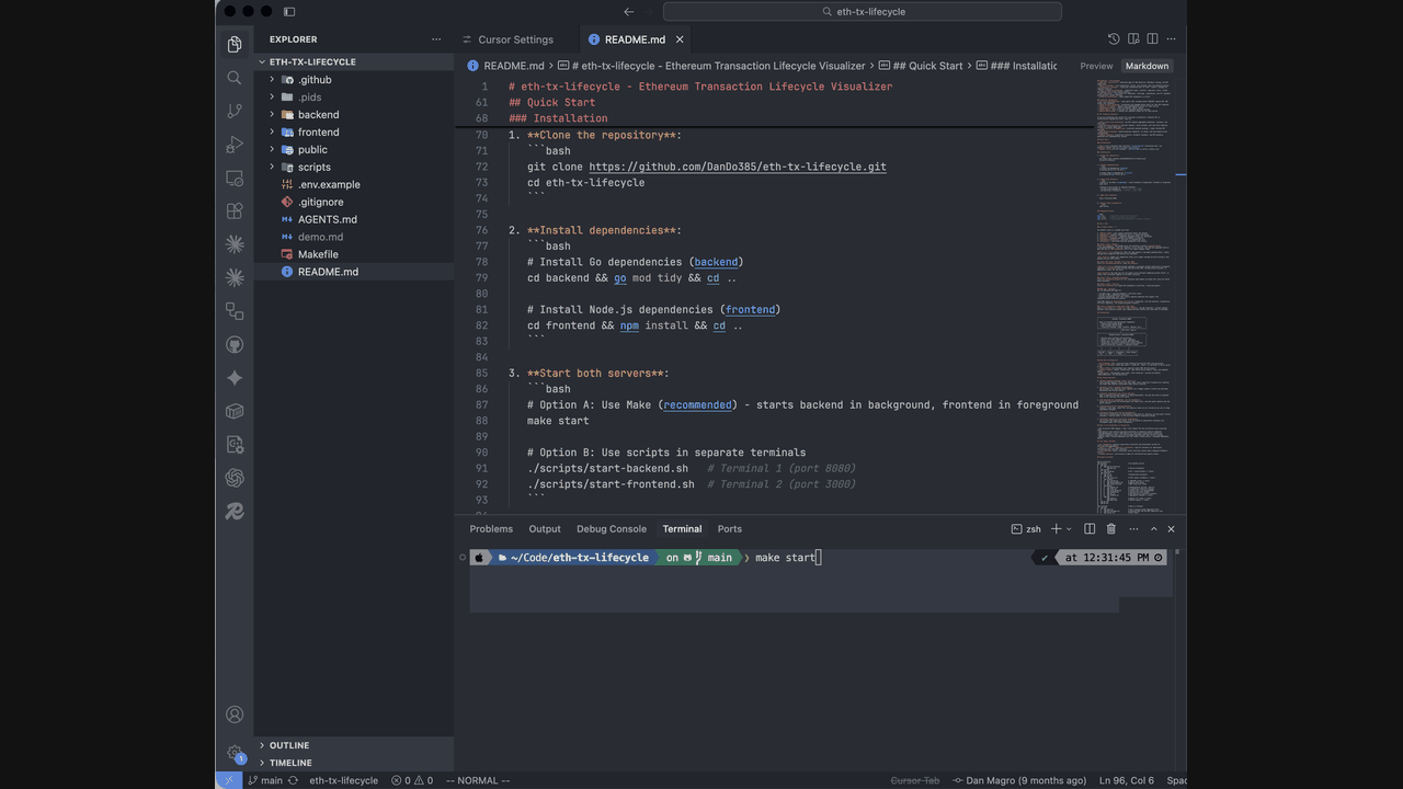 Ethereum Transaction Lifecycle Visualizer demo